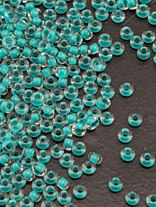 Transparent Sea Green Lined Glass Seed Beads| Preciosa Ornela Seed Beads | Size 11/0 | 15g Pkg ~630 pcs